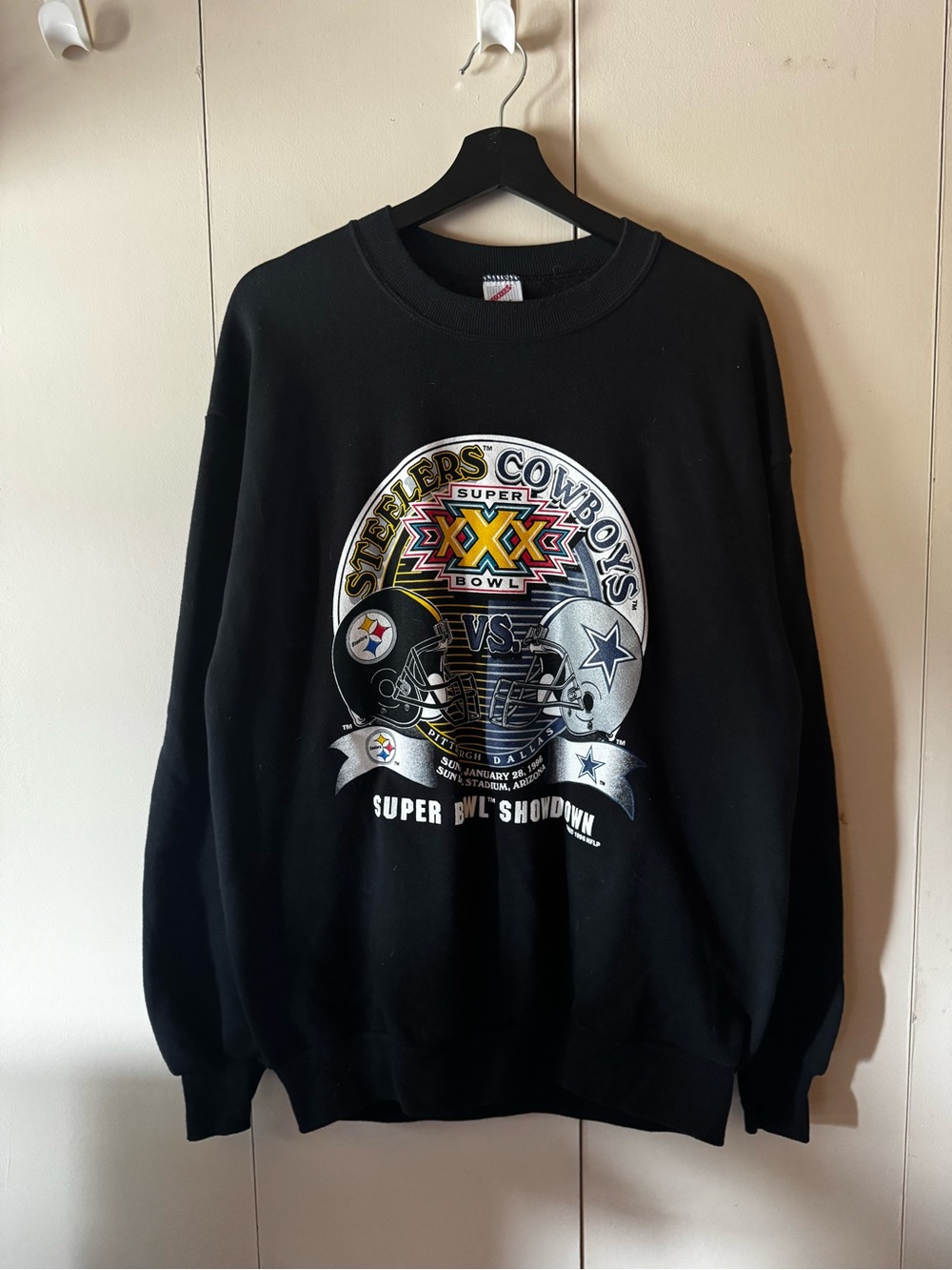 Vintage Black Steelers vs Cowboys Super Bowl Sweatshirt